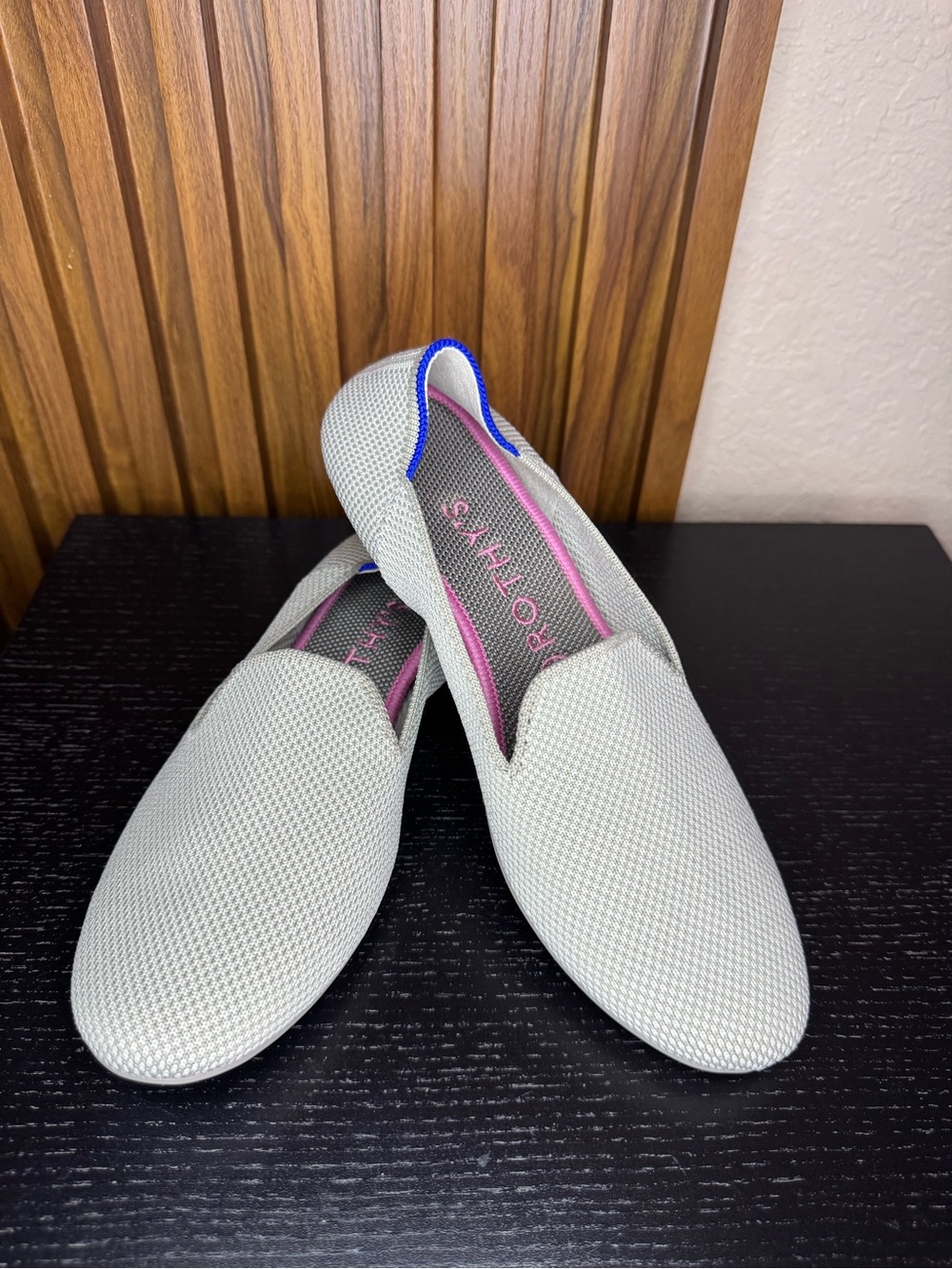 Rothy's THE LOAFER Linen Double Stitch Women's Beige Flats Shoes Sz 7.5